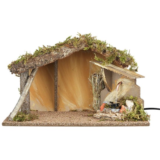 Capanna per presepe con fontana funzionante cm 39x23x23 h