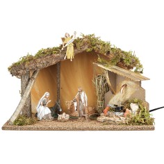 Cabaña completa de natividad con fuente funcional cm 39x23x23 h
