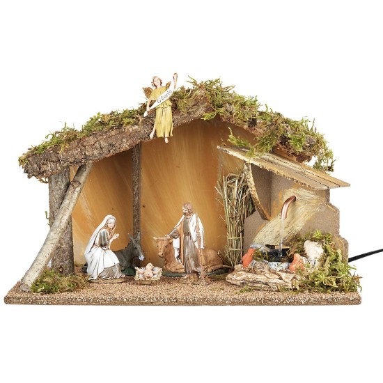 Complete nativity hut with working fountain cm