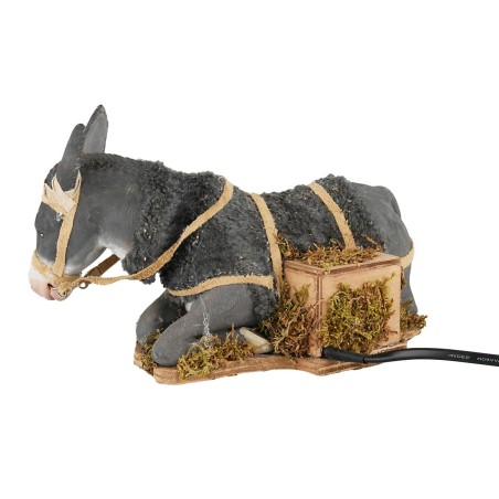 Asino seduto in movimento serie 24 cm per presepe Mondo Presepi