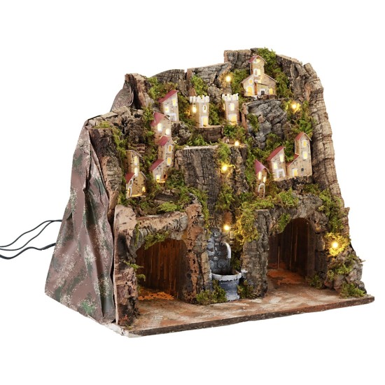 Nativity scene with lights and working fountain cm 33x18x24 h