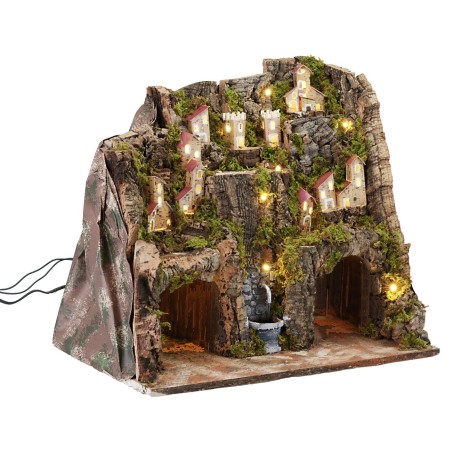 Nativity scene with lights and working fountain cm 33x18x24 h