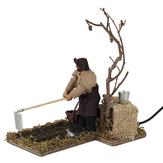 Uomo che zappa 12 cm in movimento per presepe Mondo Presepi