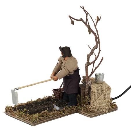 Uomo che zappa 12 cm in movimento per presepe Mondo Presepi