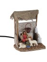 Donna con agnellini 12 cm in movimento per presepe Mondo Presepi
