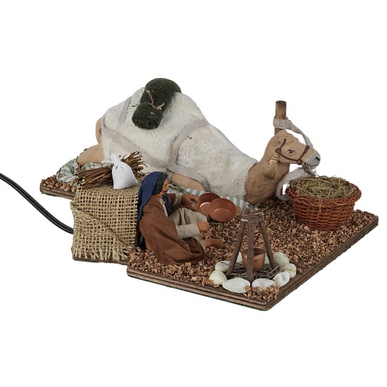 Cammelliere con cammello 12 cm in movimento per presepe Mondo