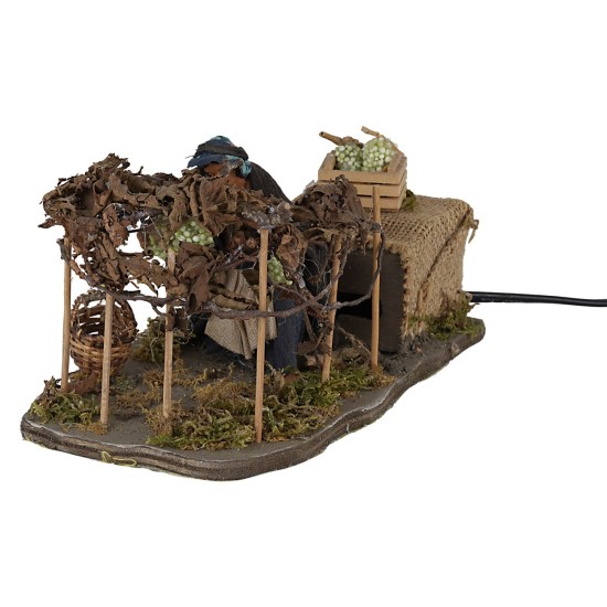 Donna che raccoglie l'uva 12 cm in movimento per presepe Mondo