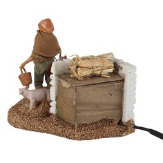 Pastore con maiali 12 cm in movimento per presepe Mondo Presepi 2