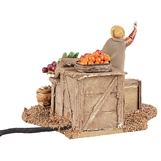 Fruttivendolo 10 cm in movimento per presepe Mondo Presepi