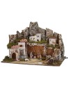 Nativity scene with lights and working fountain complete with figurines cm
