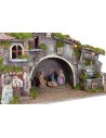 Nativity scene with movement, lights, working fountain and statues cm