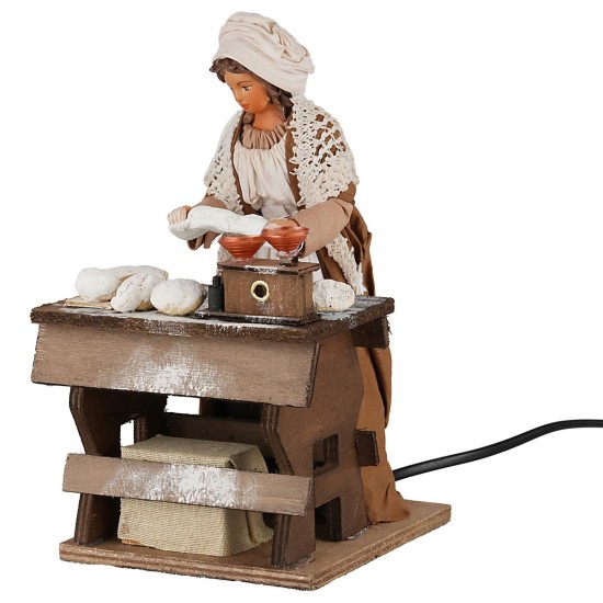 Donna che impasta in movimento 24 cm per presepe Mondo Presepi
