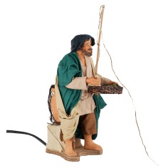 Pescatore con canna in movimento 24 cm per presepe Mondo Presepi 2