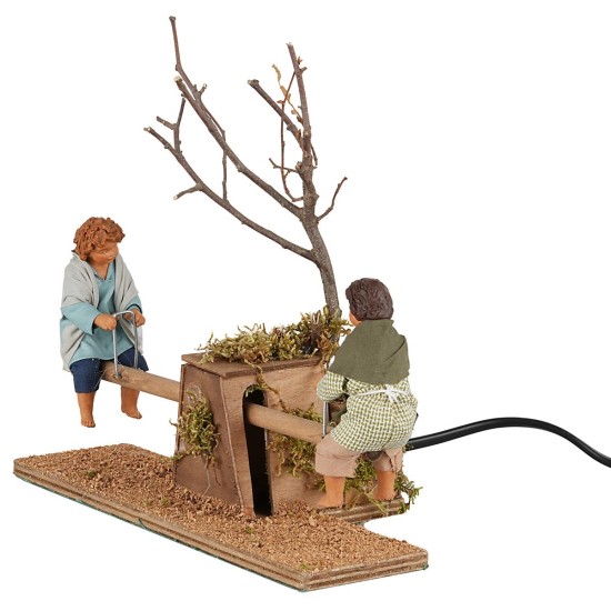 Bambini sul dondolino in movimento serie 24 cm per presepe