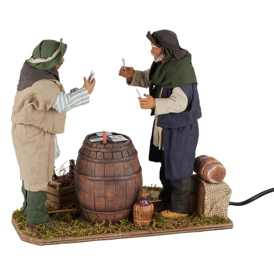 Giocatori di carte in movimento 30 cm per presepe Mondo Presepi