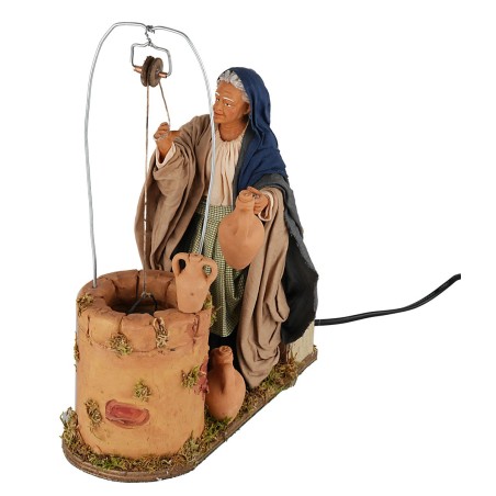 Donna al pozzo in movimento 30 cm per presepe Mondo Presepi