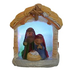 Natività naïf illuminata con led cm 5x4,5x8 h per presepe Mondo 2