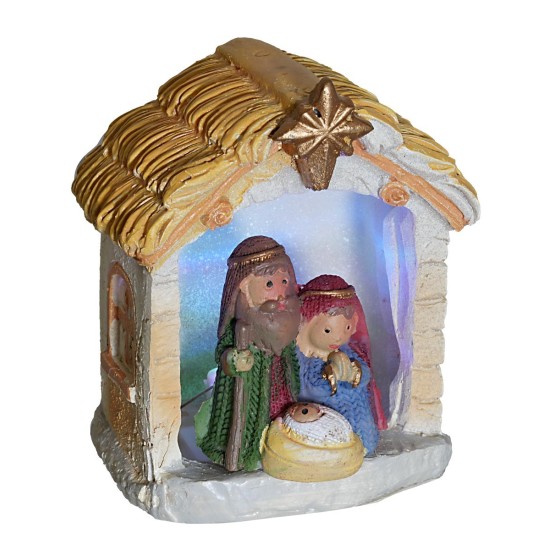 Natividad naïf iluminada con led cm 5x4,5x8 h