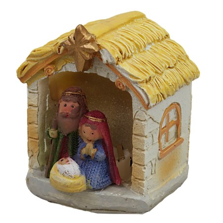 Natività naïf illuminata con led cm 5x4,5x8 h per presepe Mondo