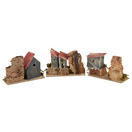 Set of 3 houses measuring 12x5x8 cm (height) for nativity scene by Mondo Presepi