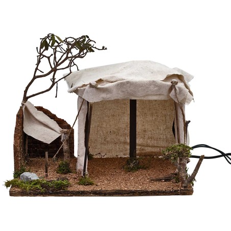 Illuminated Arab tent with working fire cm 30x22x25 h