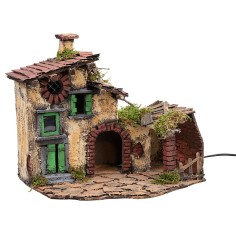 House with illuminated stable cm 36x29x31 h