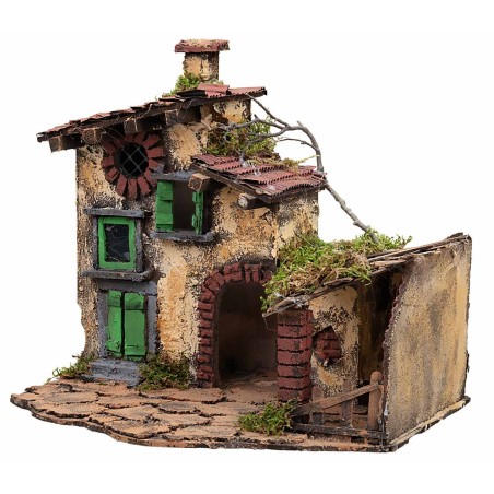 House with illuminated stable cm 36x29x31 h