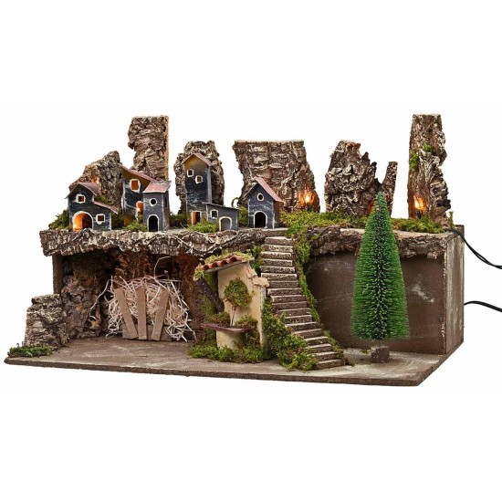 Nativity scene with lights and working fountain cm 60x35x35 h