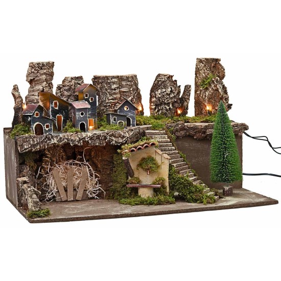 Nativity scene with lights and working fountain cm 60x35x35 h