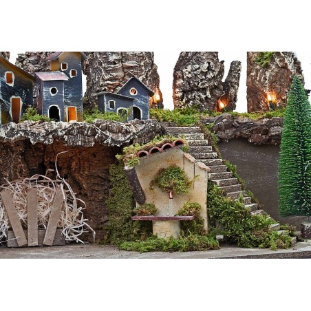 Nativity scene with lights and working fountain cm 60x35x35 h