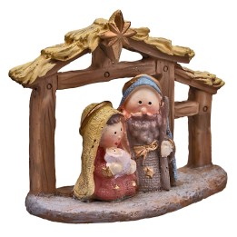 Naïf Nativity with hut cm 7x3x6.5 h