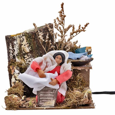 Lavandaia 15 cm in movimento per presepe Mondo Presepi