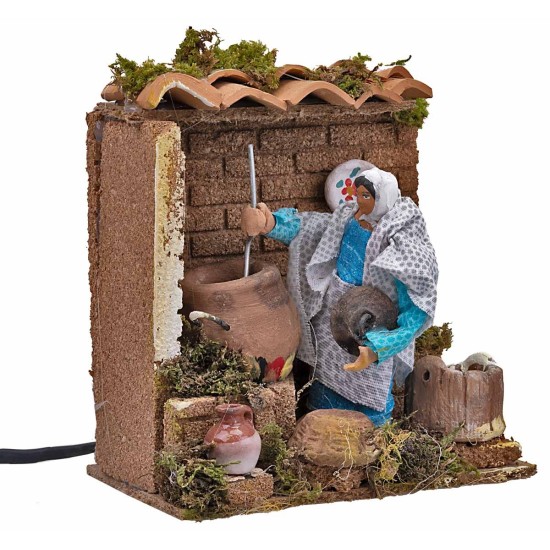 Donna che cucina cm 10 per presepe Mondo Presepi