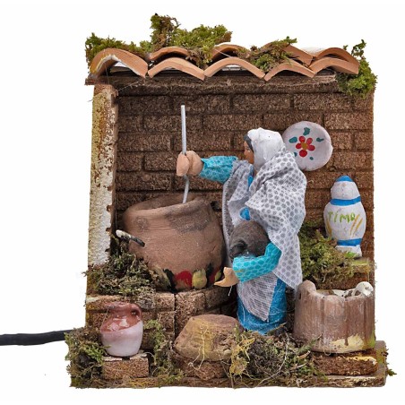 Donna che cucina cm 10 per presepe Mondo Presepi