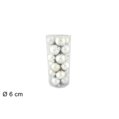 Juego de 32 bolas plateadas de ø 5 cm para árbol de Navidad para belén.
