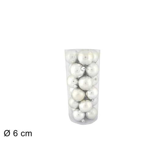 Juego de 32 bolas plateadas de ø 5 cm para árbol de Navidad para belén.