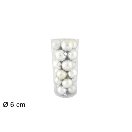 Juego de 32 bolas plateadas de ø 5 cm para árbol de Navidad para belén.