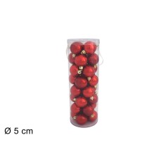 Set 32 palline rosse ø 5 cm per albero di Natale per presepe