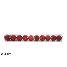 Juego de 10 bolas rojas ø 4 cm para árbol de Navidad para belén.