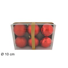 Set of 6 red balls ø 10 cm for Christmas tree for nativity scene