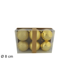 Juego de 6 bolas doradas de ø 8 cm para árbol de Navidad para pesebre Mondo