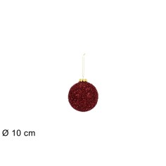 Palla con fili laminati rossa ø 10 cm per albero di Natale