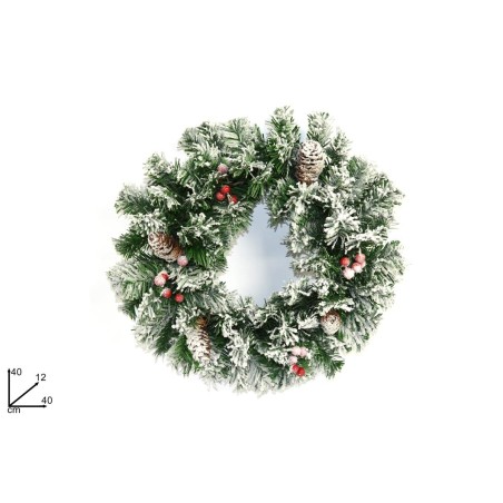 Snow-covered round wreath Ø 40 cm for nativity scene Mondo Presepi