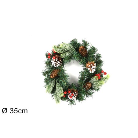 Round wreath with pinecones and berries Ø 35 cm for Mondo nativity scene