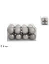 Set 16 palline argento ø 8 cm per albero di Natale