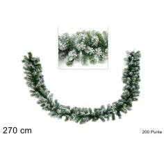 Snowy garland with pine cones and berries 2 meters 130 tips per