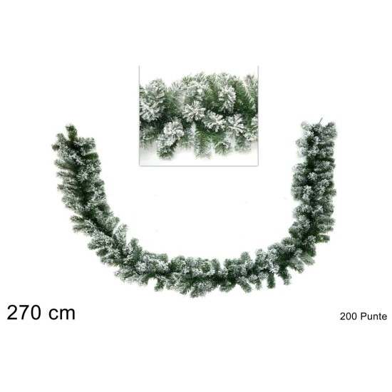 Snow-covered garland with pine cones and berries 2 m 130 tips