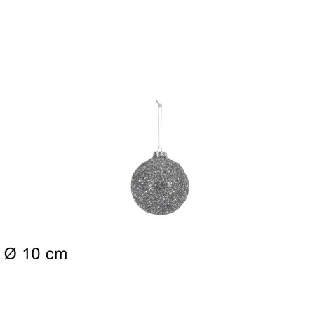 Bola con hilos laminados de plata ø 10 cm para árbol de Navidad