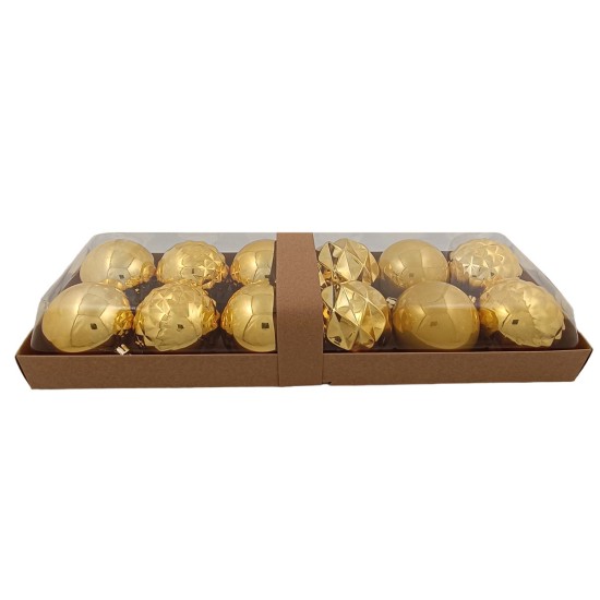 Juego de 12 bolitas oro ø 8 cm para árbol de Navidad