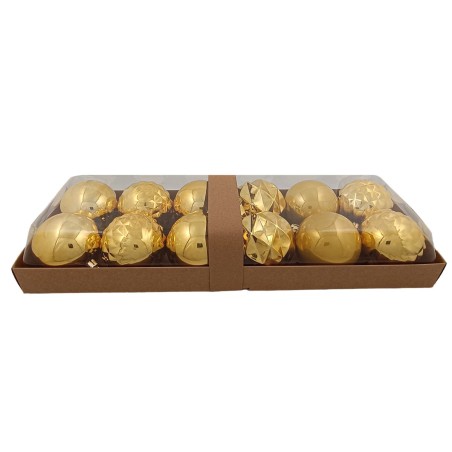 Juego de 12 bolitas oro ø 8 cm para árbol de Navidad